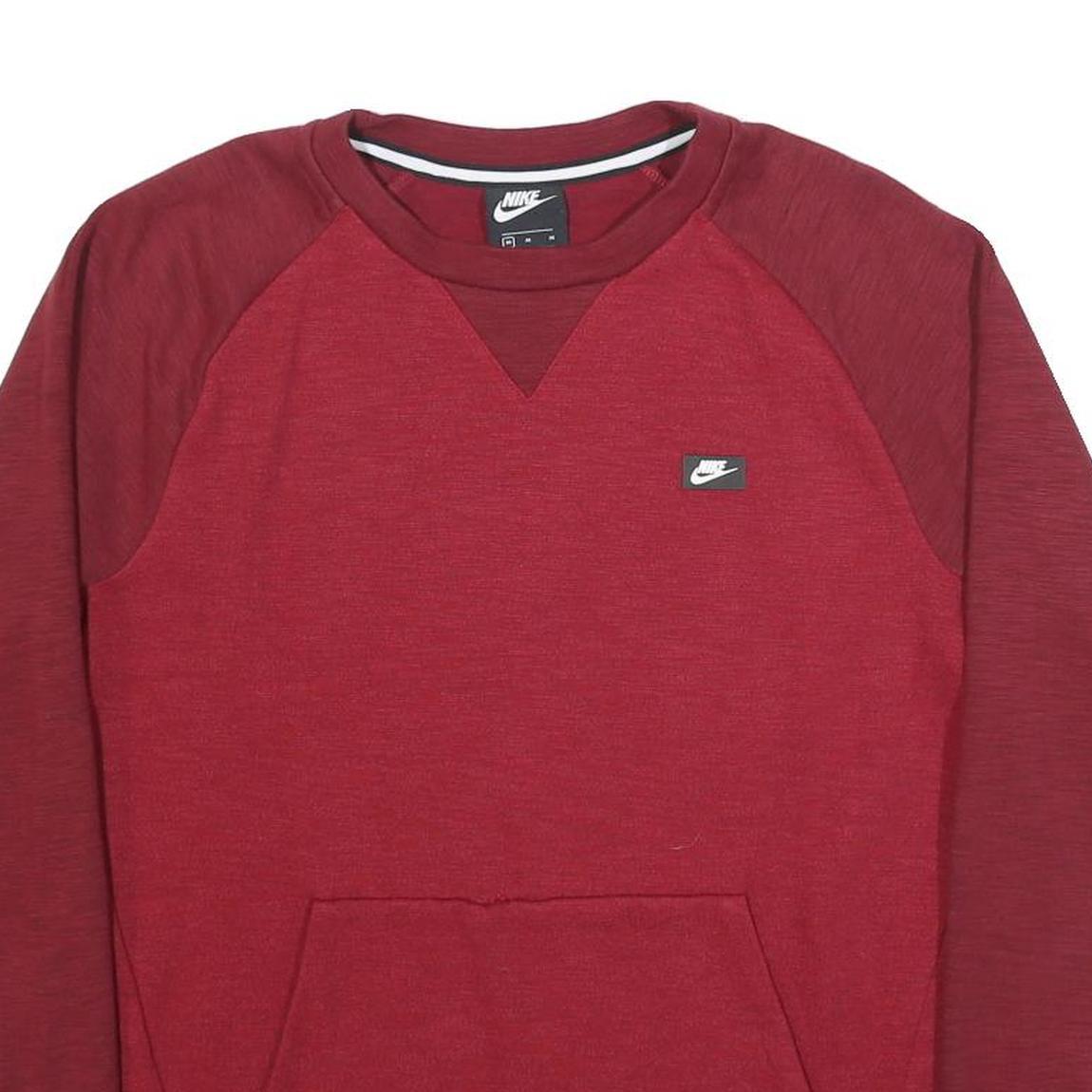 NIKE Mens Red & Burgundy Crew Neck M Cotton Blend Sweatshirt Casual Pullover