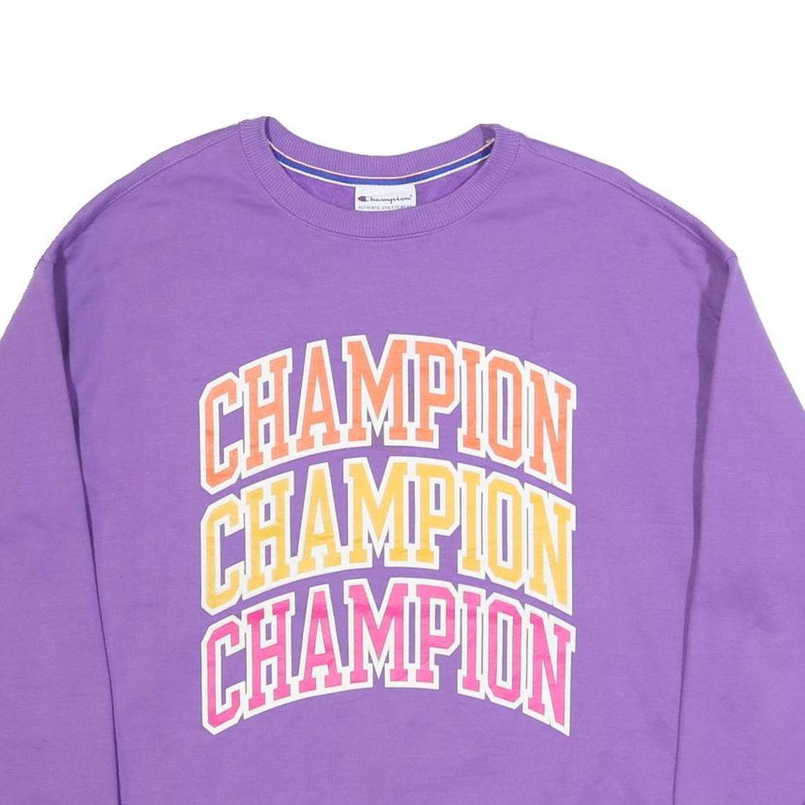 CHAMPION Womens Purple Cotton Blend Crew Neck XL Logo Sweatshirt Casual Pullover