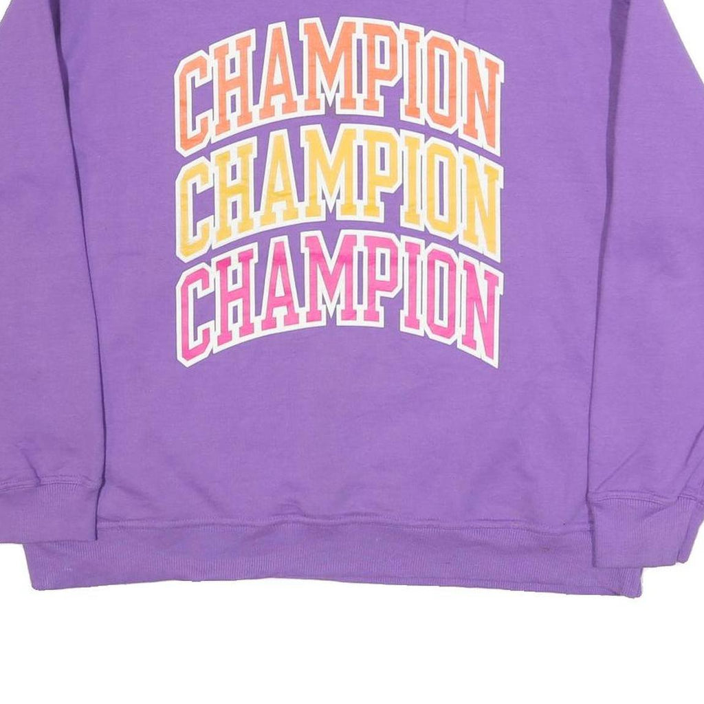 CHAMPION Womens Purple Cotton Blend Crew Neck XL Logo Sweatshirt Casual Pullover
