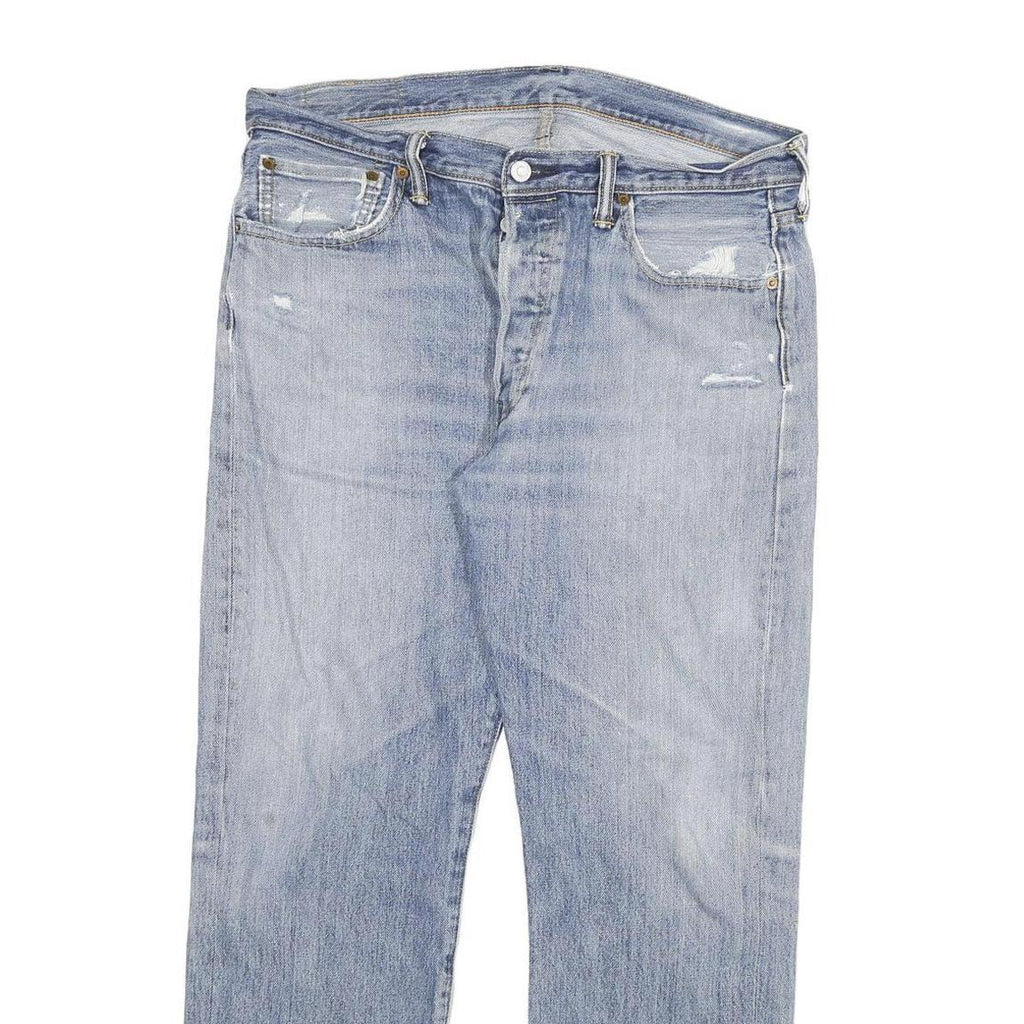 LEVI'S 501 Mens Jeans Blue Regular Straight Denim Light W36 L29 Button Closure