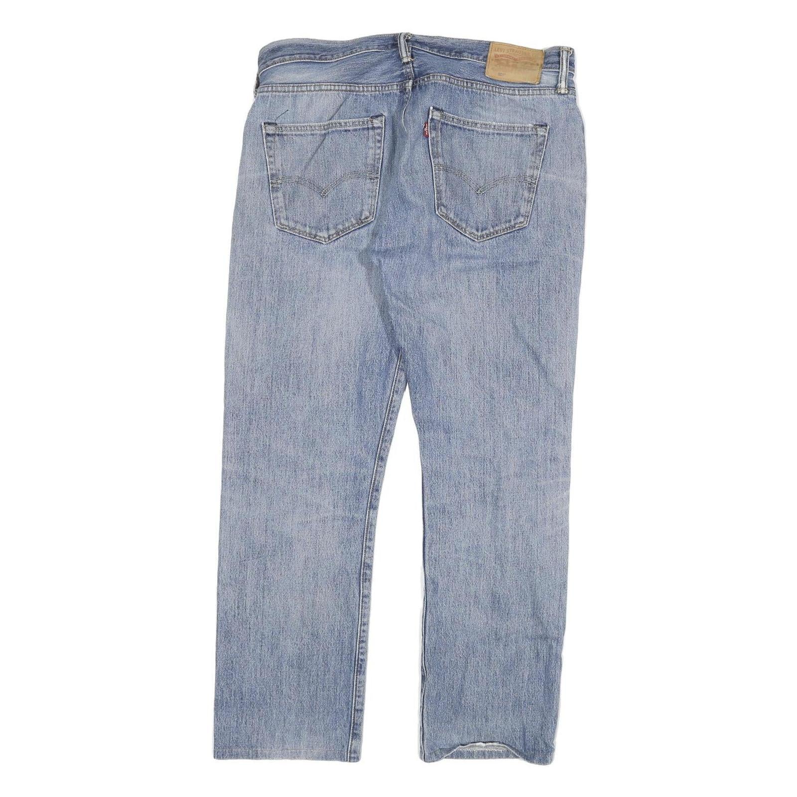 LEVI'S 501 Mens Jeans Blue Regular Straight Denim Light W36 L29 Button Closure