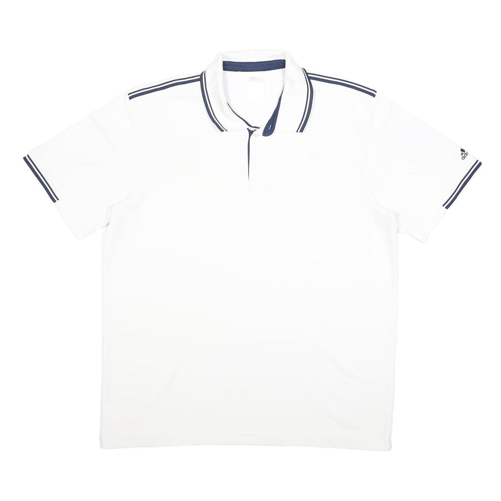 ADIDAS Mens White & Navy Short Sleeve Polo Shirt L Sports Casual Athletic