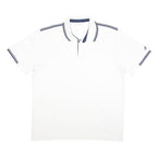 ADIDAS Mens White & Navy Short Sleeve Polo Shirt L Sports Casual Athletic