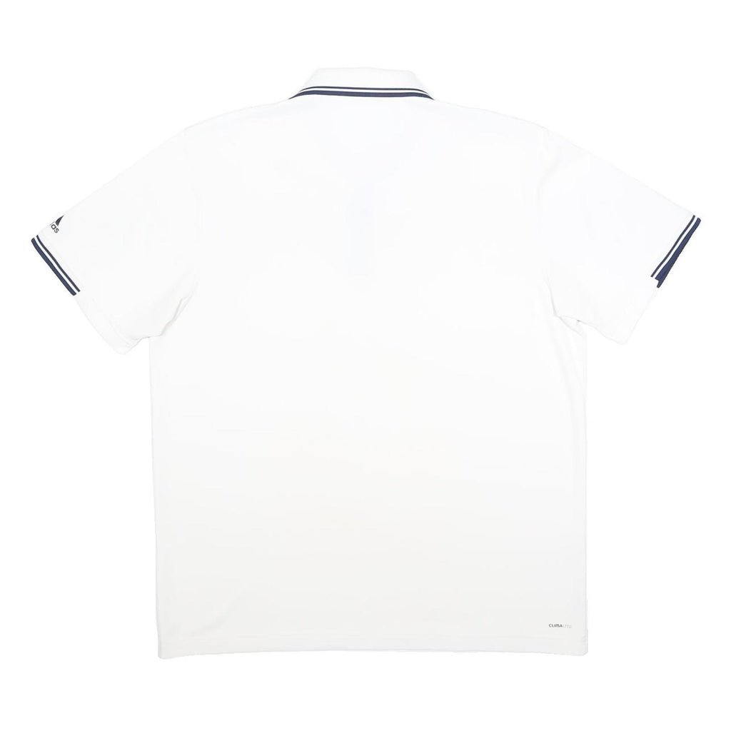 ADIDAS Mens White & Navy Short Sleeve Polo Shirt L Sports Casual Athletic