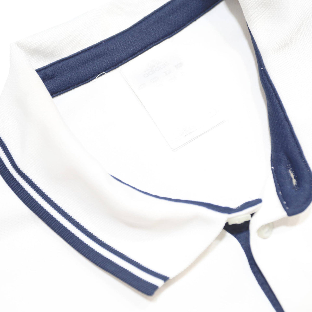 ADIDAS Mens White & Navy Short Sleeve Polo Shirt L Sports Casual Athletic