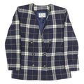 LE SUIT Womens Navy & Cream Check Button Jacket UK 12 Wool Blend Classic