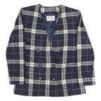 LE SUIT Womens Navy & Cream Check Button Jacket UK 12 Wool Blend Classic