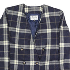 LE SUIT Womens Navy & Cream Check Button Jacket UK 12 Wool Blend Classic