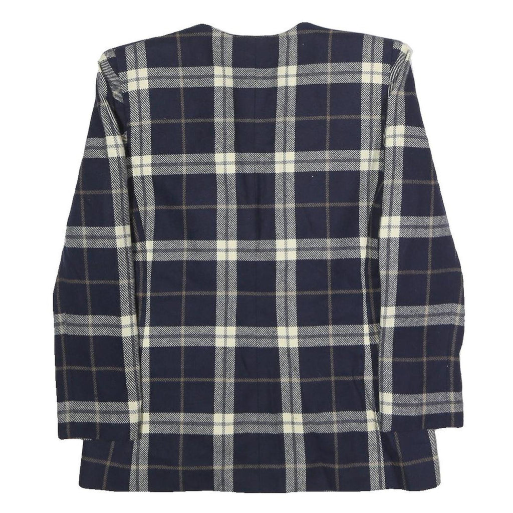 LE SUIT Womens Navy & Cream Check Button Jacket UK 12 Wool Blend Classic