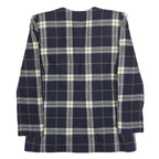 LE SUIT Womens Navy & Cream Check Button Jacket UK 12 Wool Blend Classic