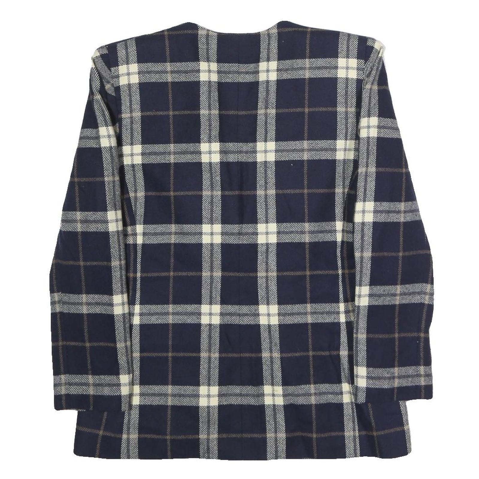 LE SUIT Womens Navy & Cream Check Button Jacket UK 12 Wool Blend Classic