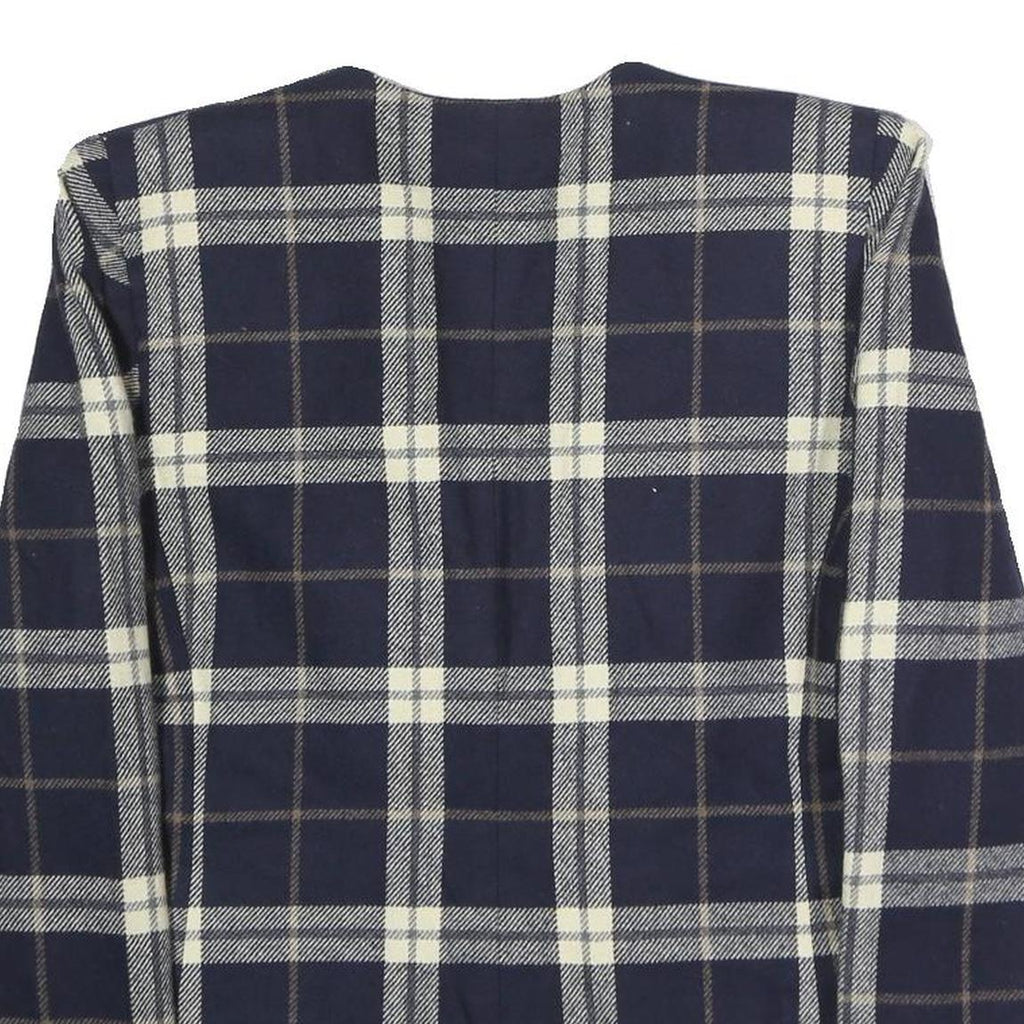 LE SUIT Womens Navy & Cream Check Button Jacket UK 12 Wool Blend Classic