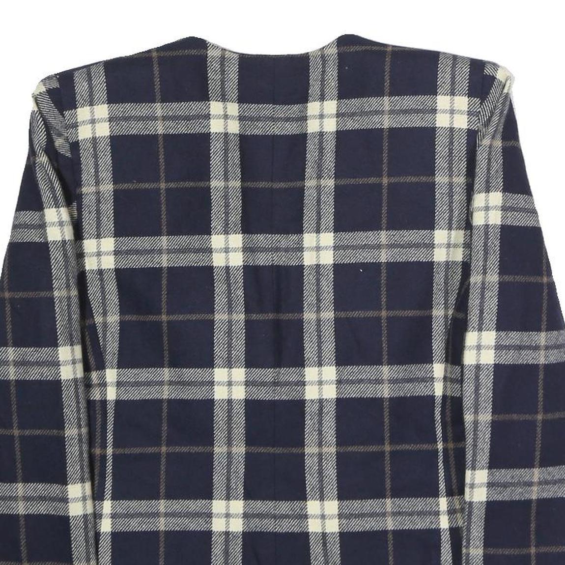 LE SUIT Womens Navy & Cream Check Button Jacket UK 12 Wool Blend Classic