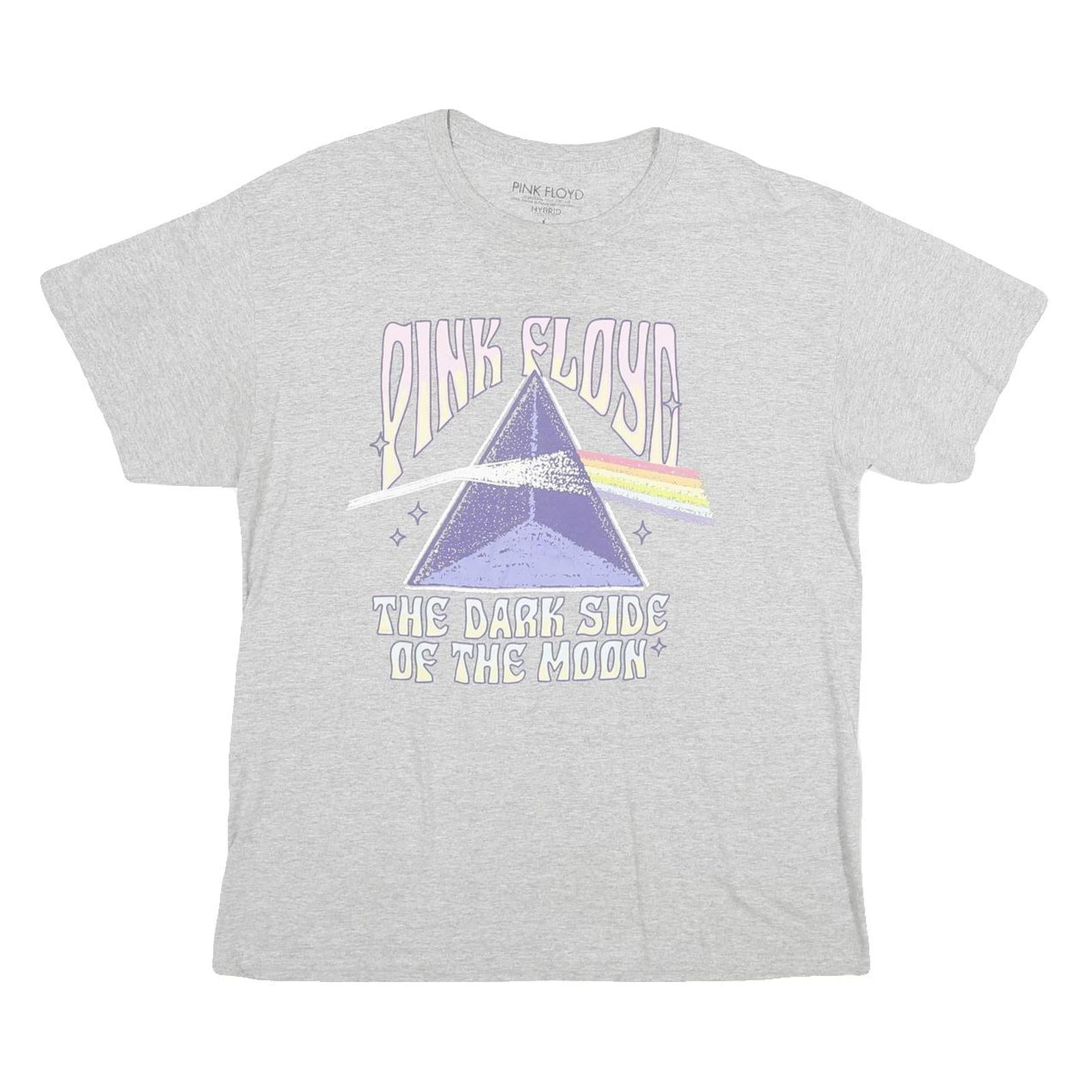 HYBRID APPAREL Mens Grey Pink Floyd Dark Side Of The Moon Graphic T-Shirt S