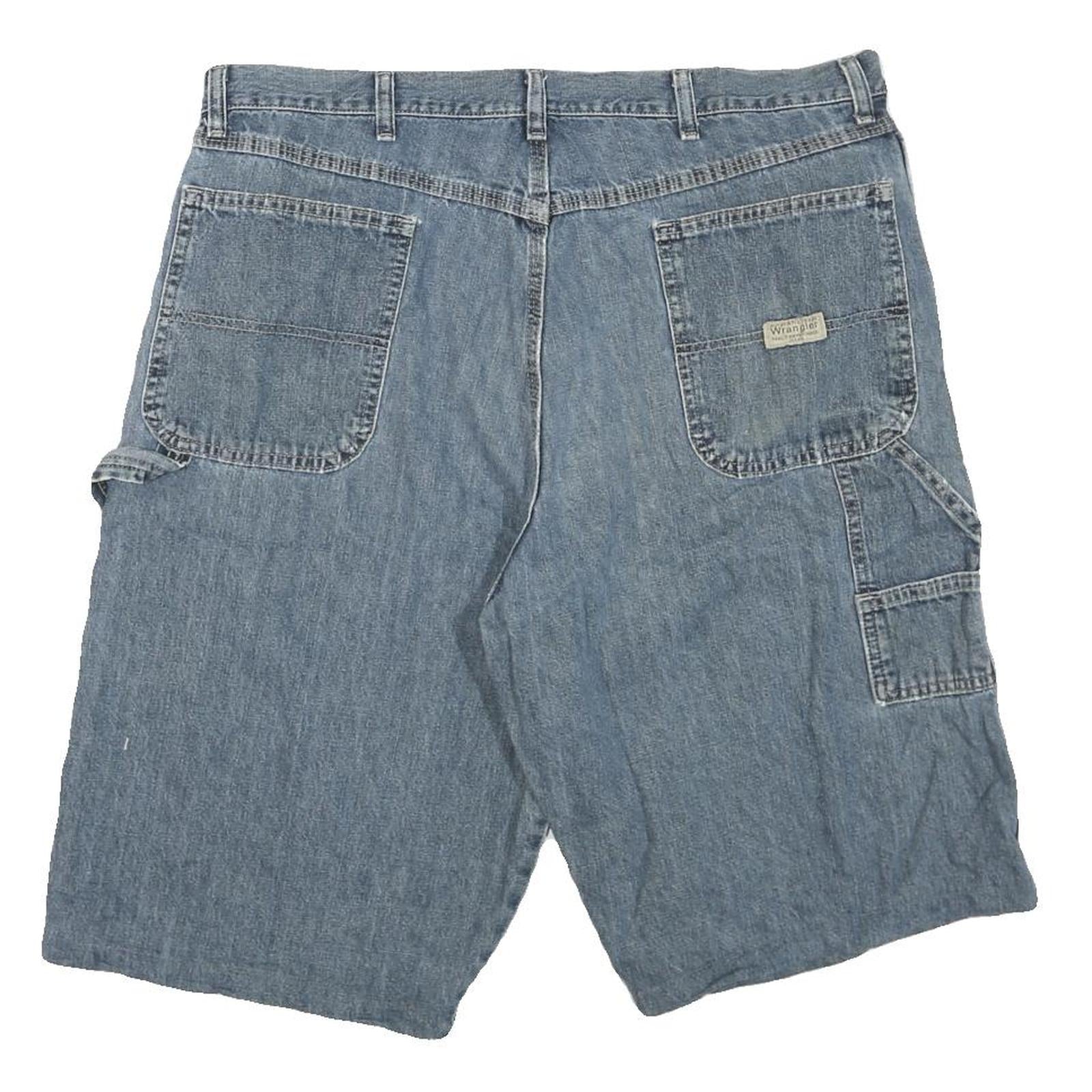WRANGLER Mens Denim Blue Casual Cargo Shorts L W38 Relaxed Fit Workwear