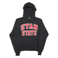 CHAMPION Mens Black Stan State Pullover Hoodie XS Cotton Blend Casual Sportswear