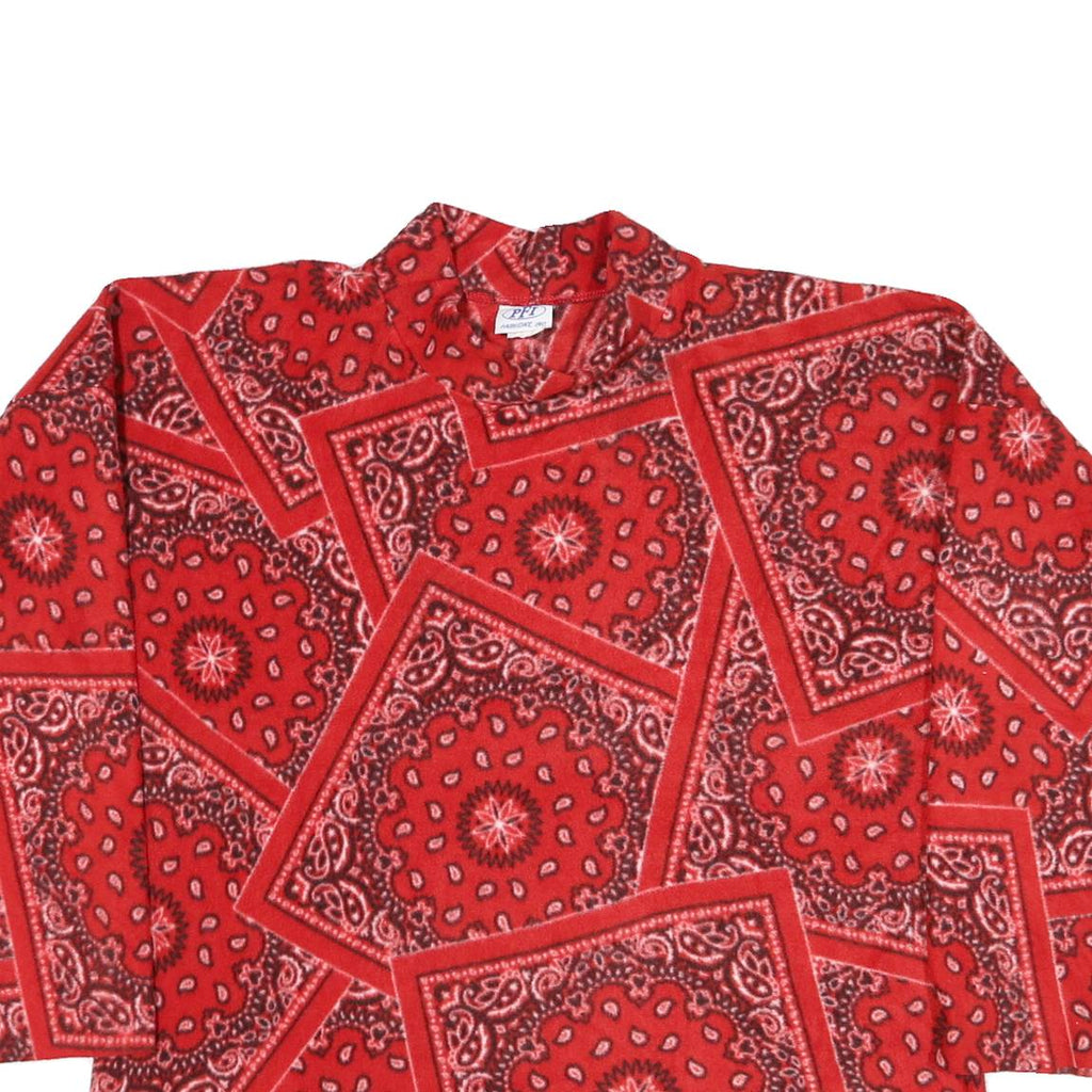 PFI Womens Red Patterned Jumper Crew Neck Polyester Blend L Soft Warm Casual
