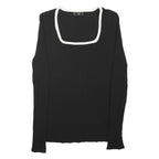 F&F Womens Black & White Basic Top Long Sleeve Square Neck Ribbed XS