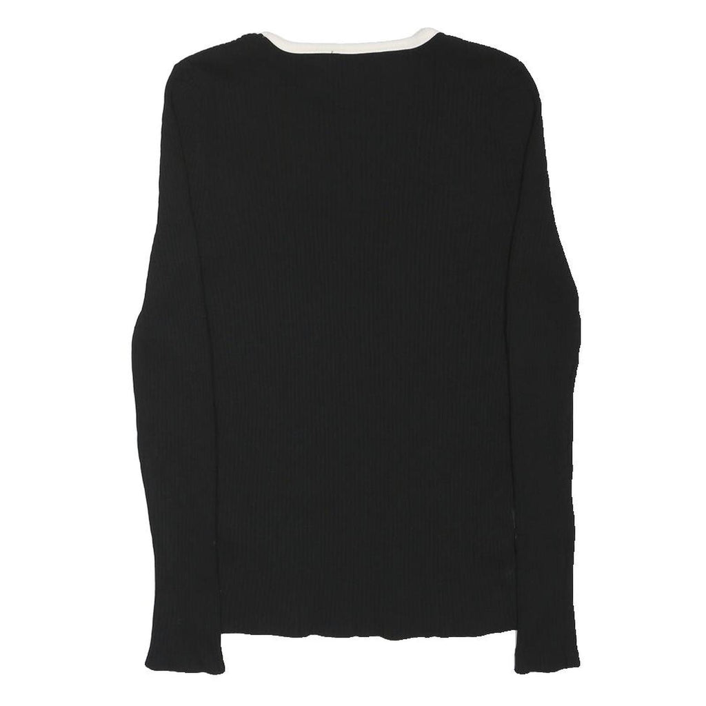 F&F Womens Black & White Basic Top Long Sleeve Square Neck Ribbed XS