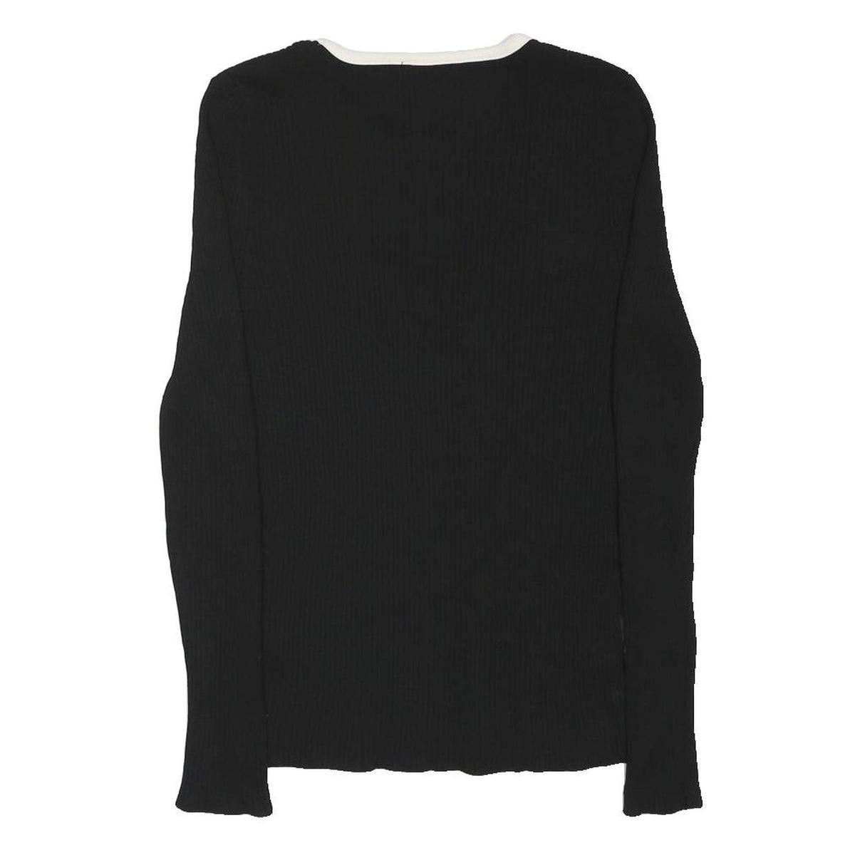 F&F Womens Black & White Basic Top Long Sleeve Square Neck Ribbed XS