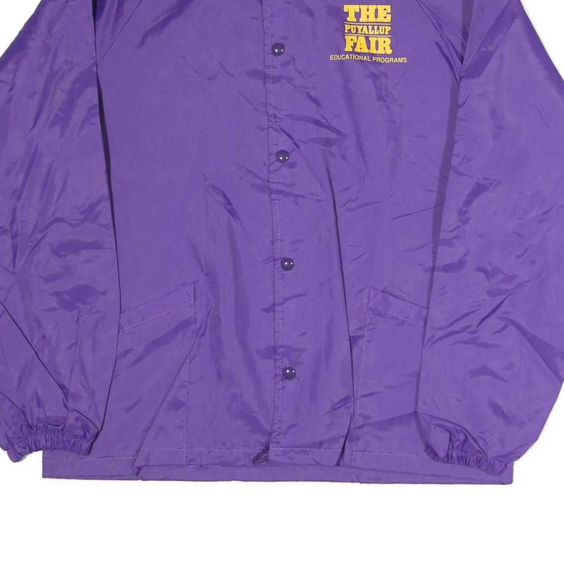 AUBURN Mens Purple Coach Jacket L Polyester Button Plain Casual Lightweight