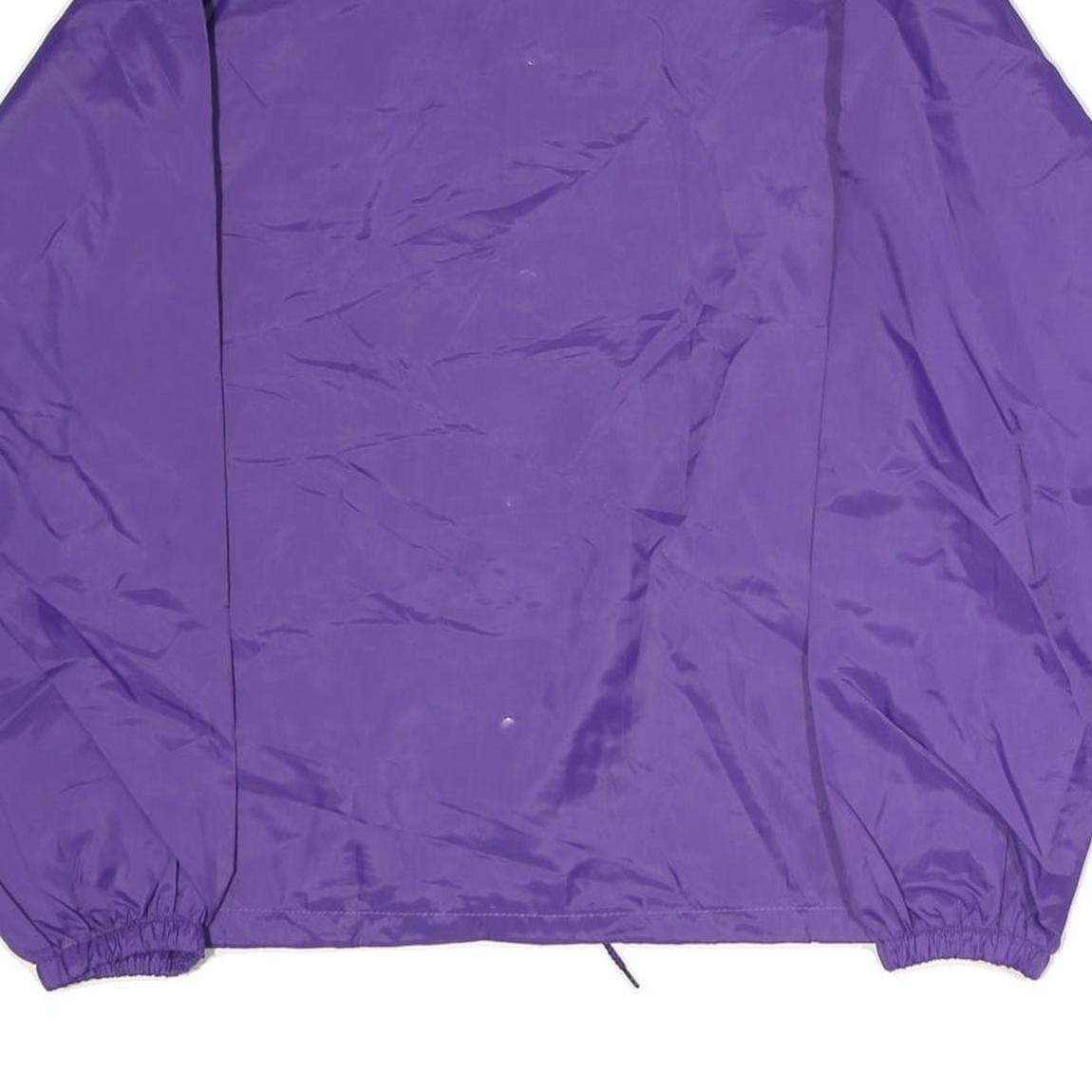 AUBURN Mens Purple Coach Jacket L Polyester Button Plain Casual Lightweight