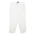 LAUREN RALPH LAUREN Womens White Cotton Blend Regular Tapered Trousers W30 L26