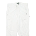 LAUREN RALPH LAUREN Womens White Cotton Blend Regular Tapered Trousers W30 L26