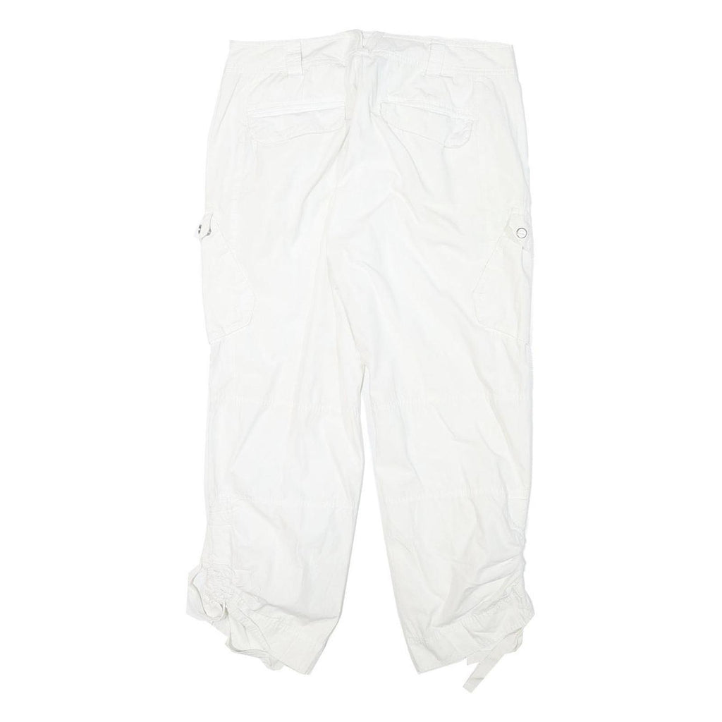LAUREN RALPH LAUREN Womens White Cotton Blend Regular Tapered Trousers W30 L26
