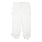 LAUREN RALPH LAUREN Womens White Cotton Blend Regular Tapered Trousers W30 L26