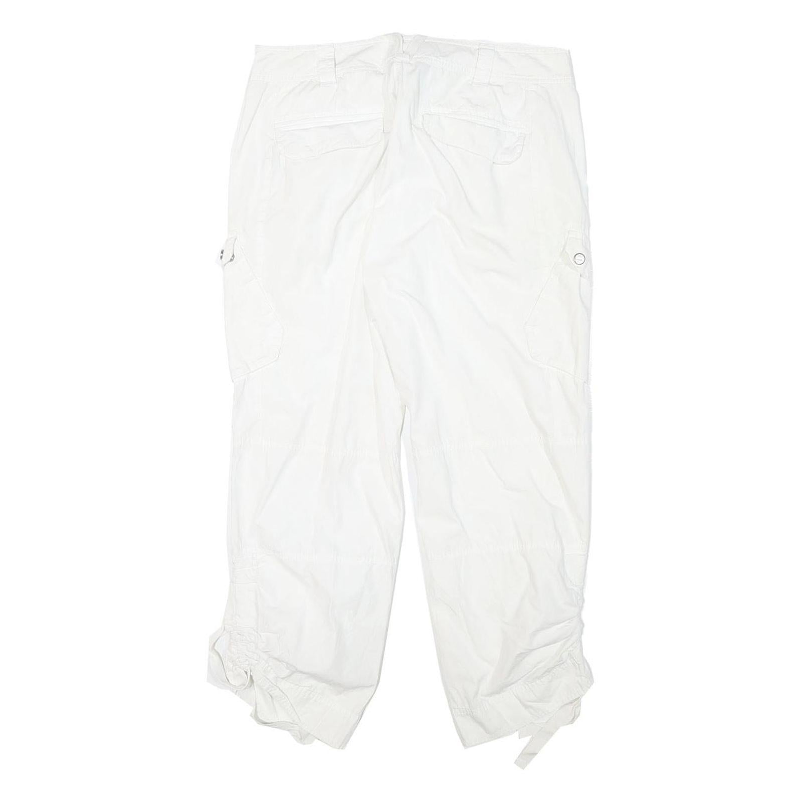 LAUREN RALPH LAUREN Womens White Cotton Blend Regular Tapered Trousers W30 L26