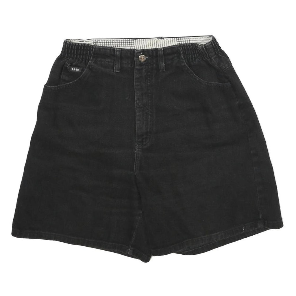LEE Womens Shorts Black Casual M W30 Cotton Denim Plain Relaxed Fit