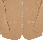 Womens Beige Cotton Blend Button Jacket S Plain Classic Stylish Retro