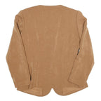 Womens Beige Cotton Blend Button Jacket S Plain Classic Stylish Retro