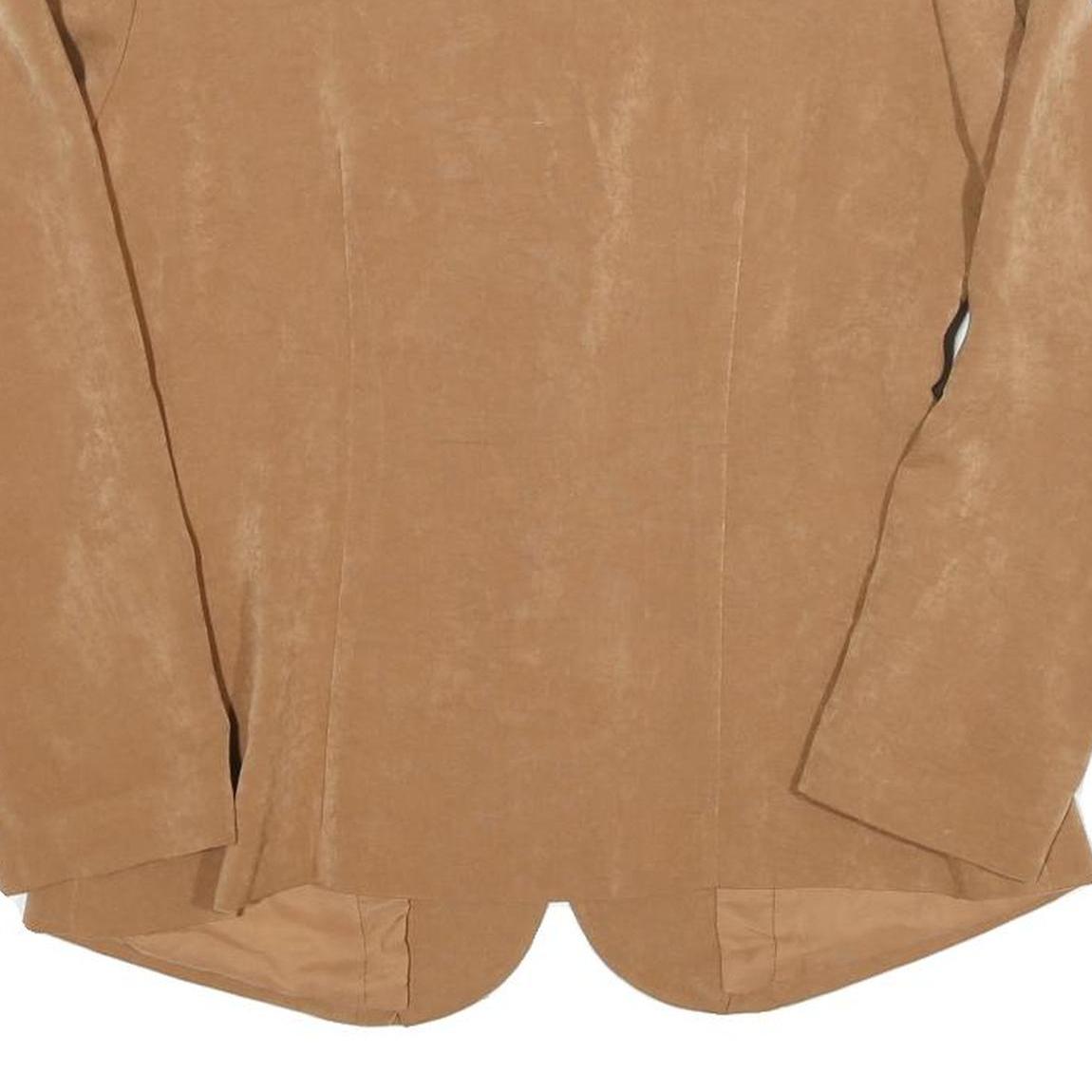 Womens Beige Cotton Blend Button Jacket S Plain Classic Stylish Retro