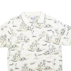 SUN CASUALS Mens White Golf Scene Print Short Sleeve Polo Shirt M Casual