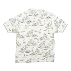 SUN CASUALS Mens White Golf Scene Print Short Sleeve Polo Shirt M Casual