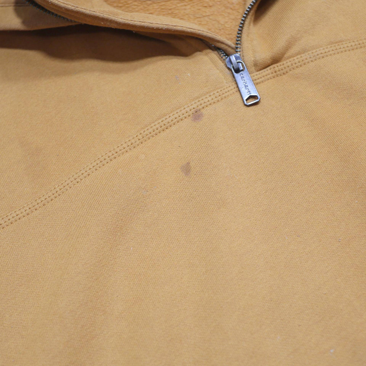 CARHARTT Mens Brown Quarter Zip Hoodie L Workwear Cotton Blend Casual