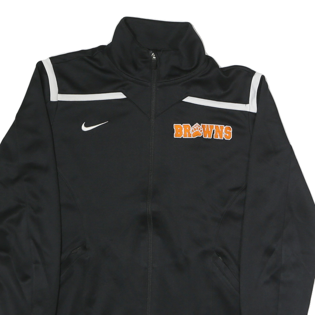 NIKE Mens Black & White Browns Track Jacket M Polyester Zip Plain Sports Casual