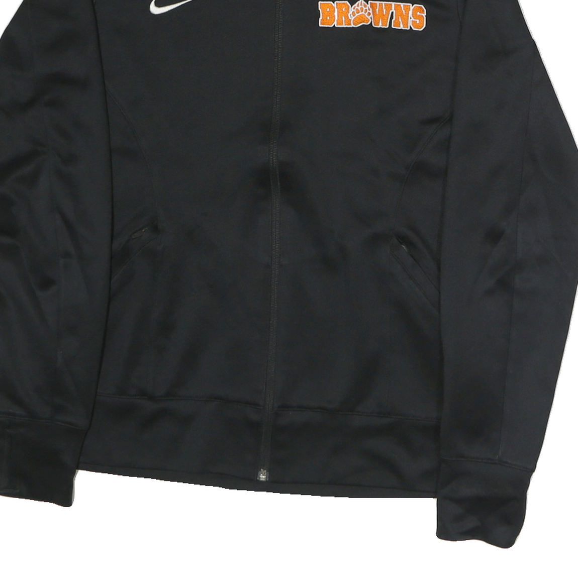 NIKE Mens Black & White Browns Track Jacket M Polyester Zip Plain Sports Casual