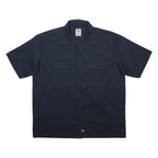 DICKIES Mens Navy Blue Work Shirt XL Cotton Blend Short Sleeve Button