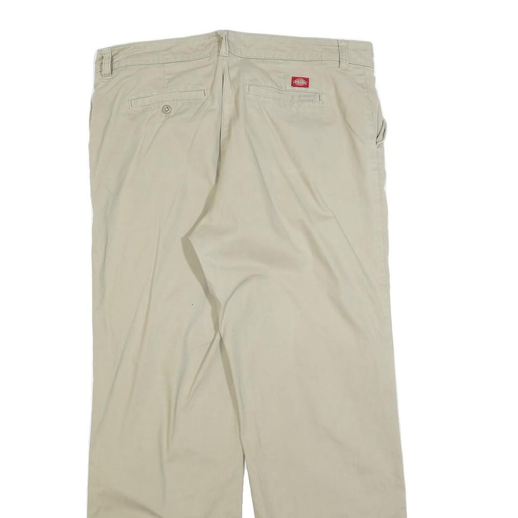 DICKIES Womens Cotton Blend Beige Relaxed Straight Trousers W36 L32 Workwear