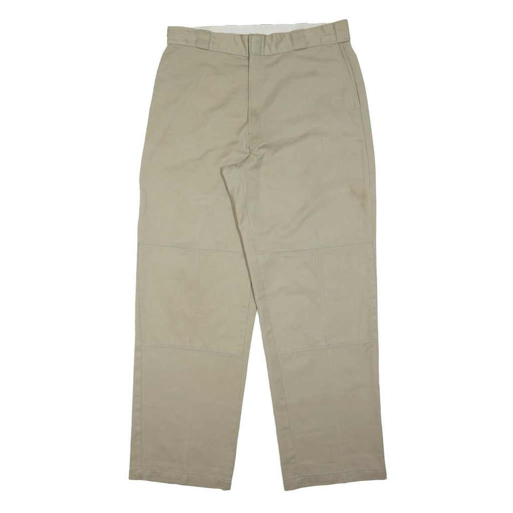 DICKIES Mens Cotton Blend Beige Regular Fit Straight Leg Trousers W34 L32