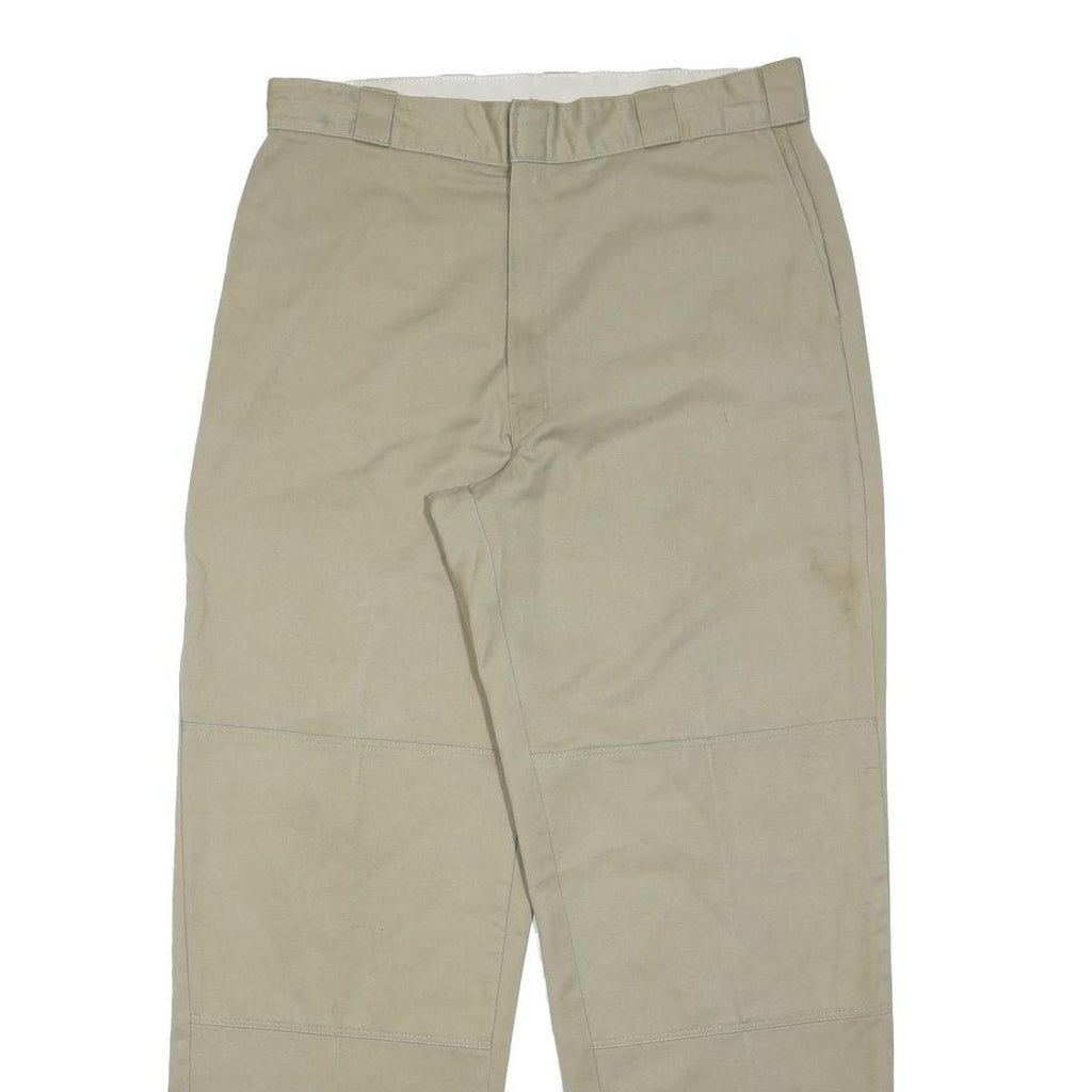 DICKIES Mens Cotton Blend Beige Regular Fit Straight Leg Trousers W34 L32