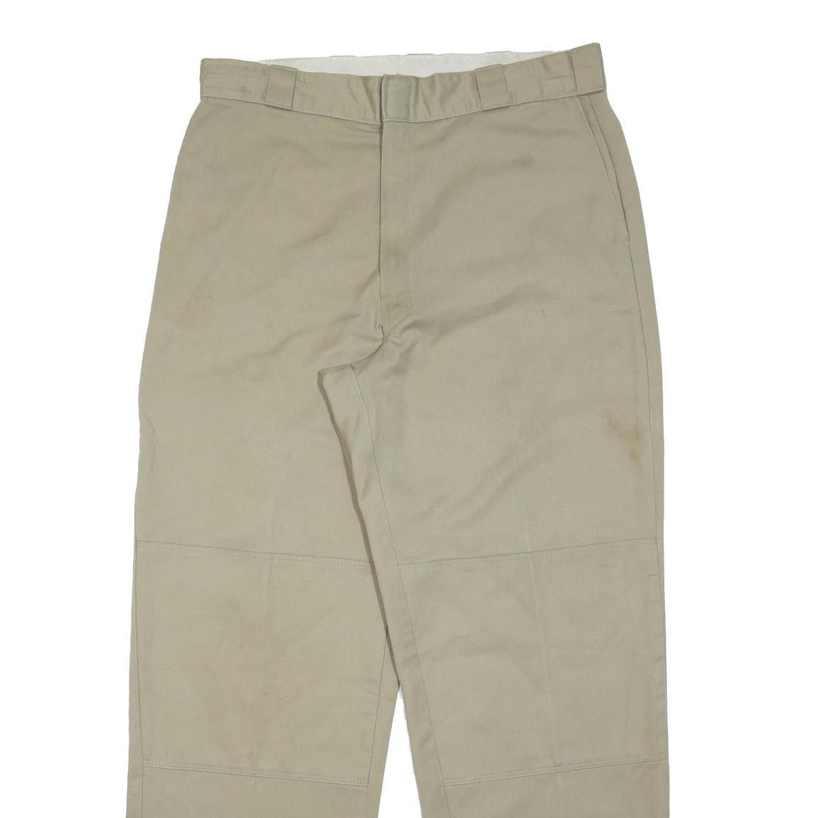 DICKIES Mens Cotton Blend Beige Regular Fit Straight Leg Trousers W34 L32