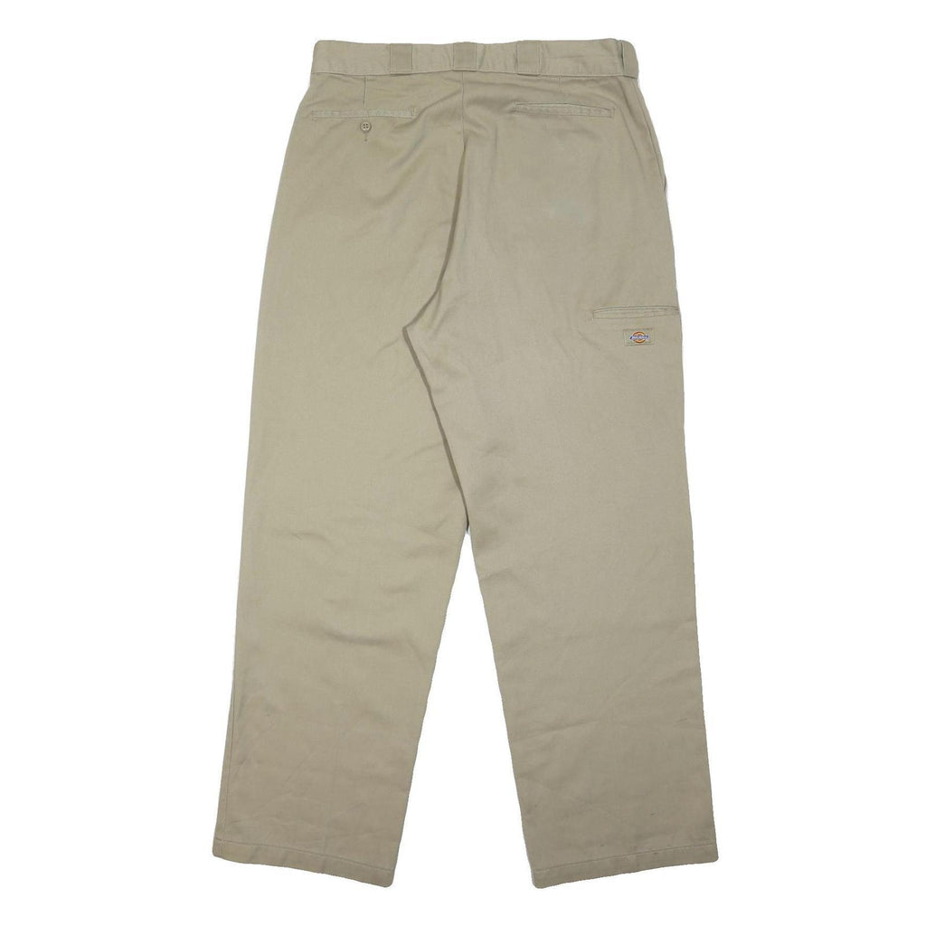 DICKIES Mens Cotton Blend Beige Regular Fit Straight Leg Trousers W34 L32