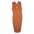 PINK BOUTIQUE Womens Rust Orange Bodycon Woven Sleeveless Midi Dress L Ruched