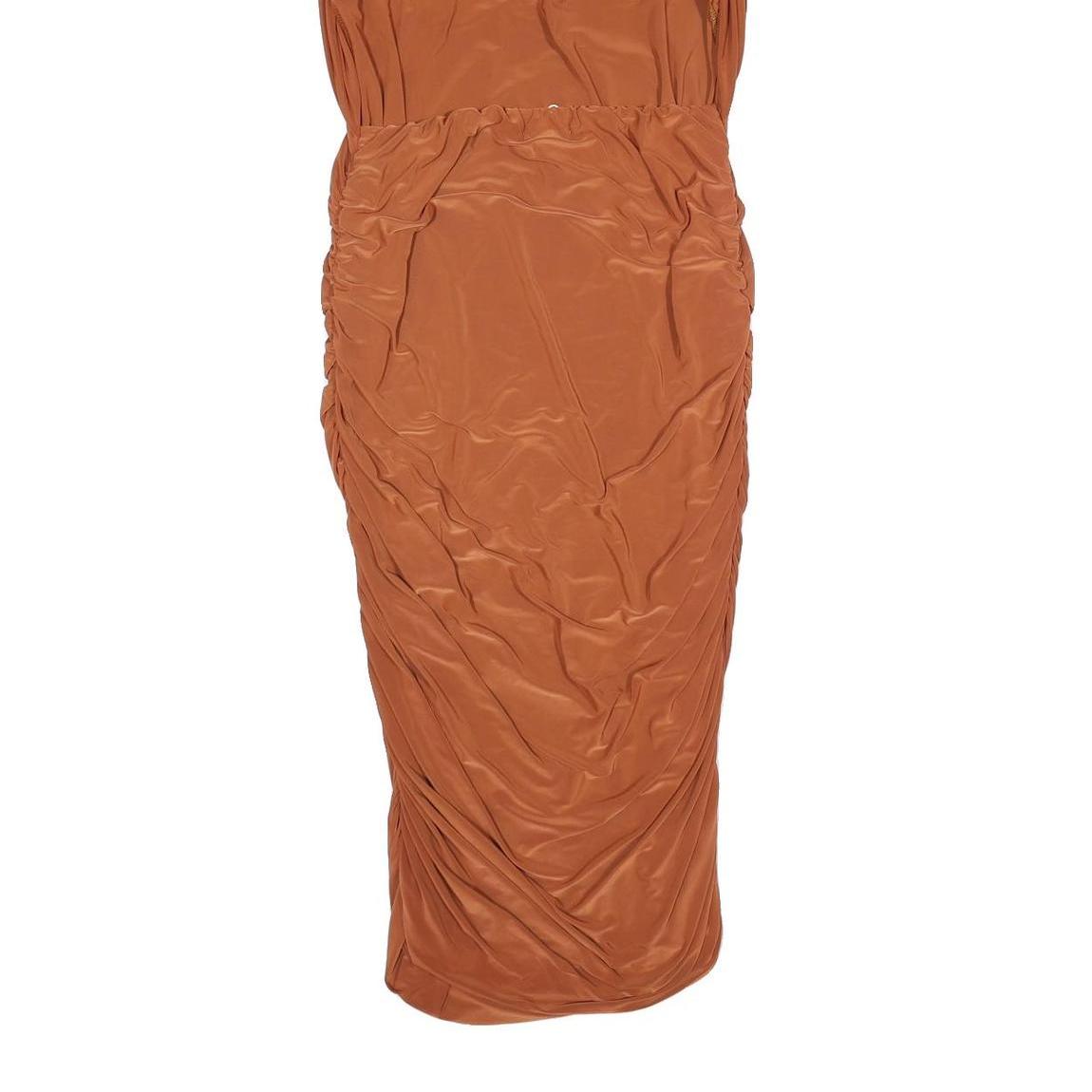 PINK BOUTIQUE Womens Rust Orange Bodycon Woven Sleeveless Midi Dress L Ruched