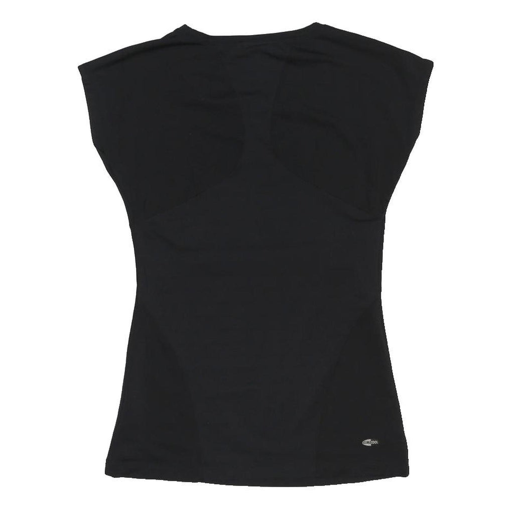 ADIDAS Womens Black & Silver T-Shirt UK 10 Short Sleeve Round Neck Athletic Fit
