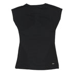 ADIDAS Womens Black & Silver T-Shirt UK 10 Short Sleeve Round Neck Athletic Fit